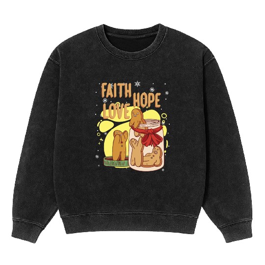 Faith Hope Love Religious Christmas Costume Mineral Wash Sweatshirts