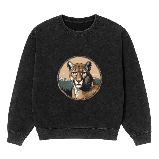 Mountain Lion Cougar Mineral Wash Sweatshirts