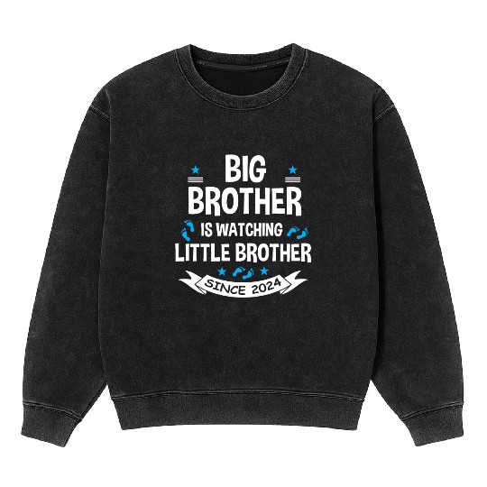 Big Brother Watching Little Brother 2024 Baby Mineral Wash Sweatshirts