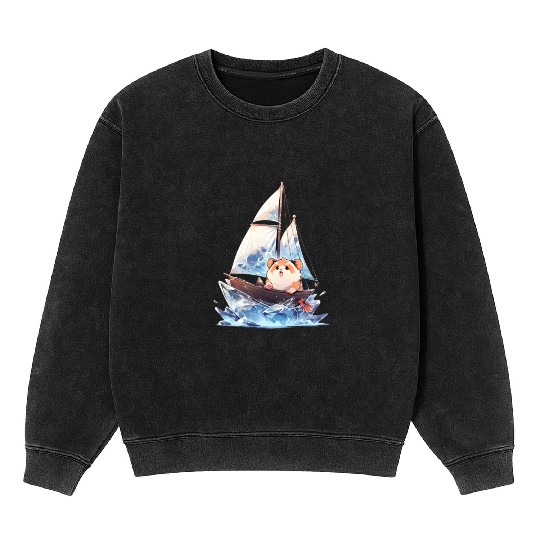 Ice Sailing Hamster Ice Sailor Ice Boating Mineral Wash Sweatshirts