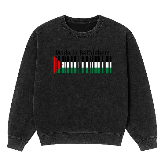 Made in Bethlehem Barcode Palestine Flag for Pales Mineral Wash Sweatshirts