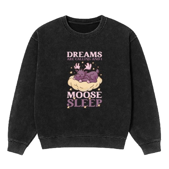 Dreams Are Calling Youth Cute Moose Mineral Wash Sweatshirts