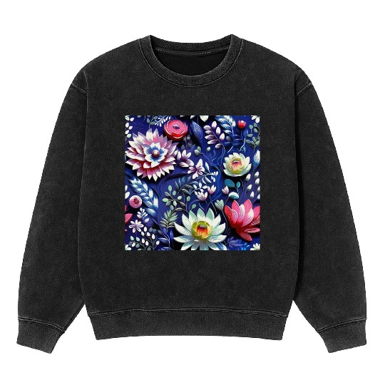 Midnight Floralscape Mineral Wash Sweatshirts