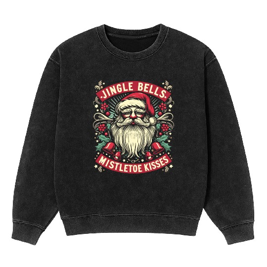Jingle Bells Mistletoe Kisses Mineral Wash Sweatshirts