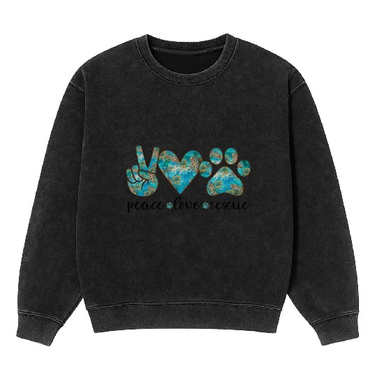 Peace Love Rescue Dog Mineral Wash Sweatshirts