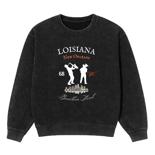 Louisiana New Orleans Bourbon street Mineral Wash Sweatshirts