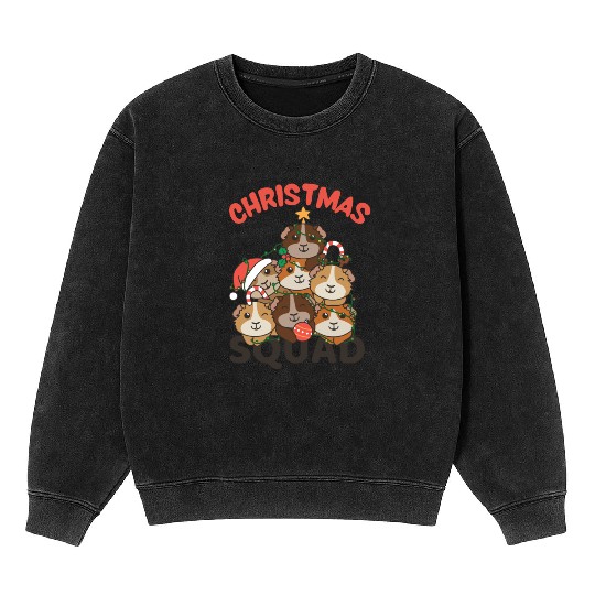 Guinea Pig Christmas Tree Christmas Squad Mineral Wash Sweatshirts