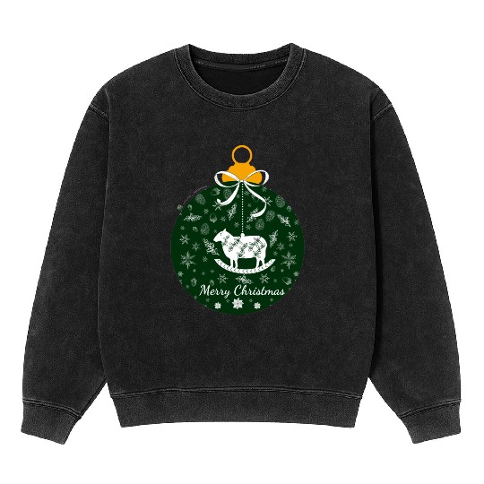 Green Lamb Christmas Ornament Mineral Wash Sweatshirts