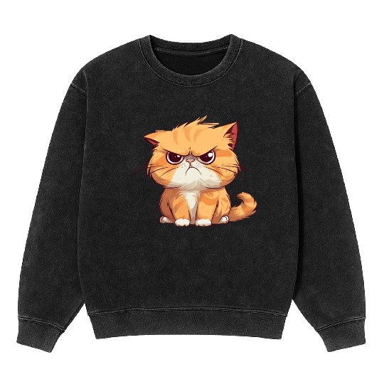 Cat is realy grumpy - A orange grumpy cat Mineral Wash Sweatshirts