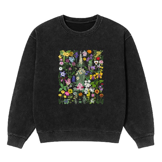 Botanical Wildflower Floral Gardening Mineral Wash Sweatshirts