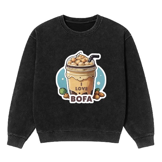 Hazelnut Boba Bubble Tea - I love Bofa Deez Nuts Mineral Wash Sweatshirts