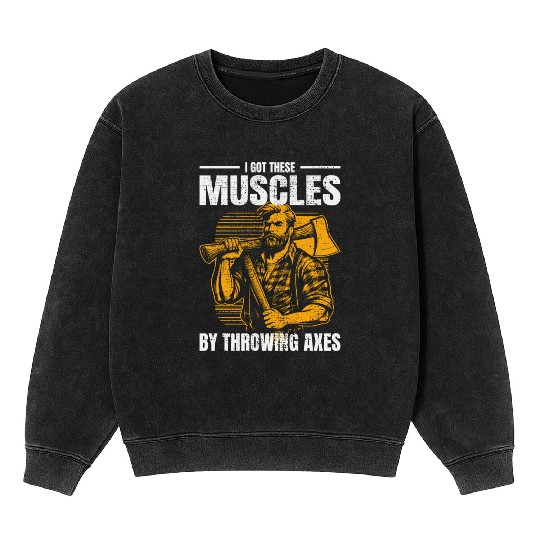 Muscle-Forged Mastery: Lumberjack's Axe Throwing Mineral Wash Sweatshirts