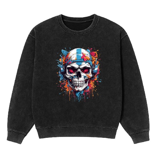 Skull Givin' Raspberry Dk Mineral Wash Sweatshirts