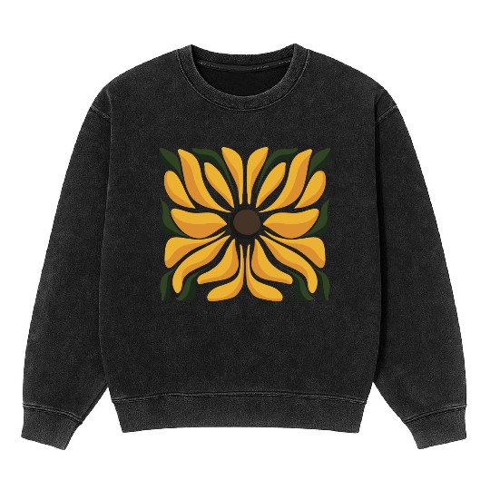 Modern Sunflower Floral Nature Design Mineral Wash Sweatshirts