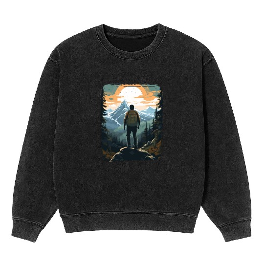 Forest nature trekking adventure Mineral Wash Sweatshirts