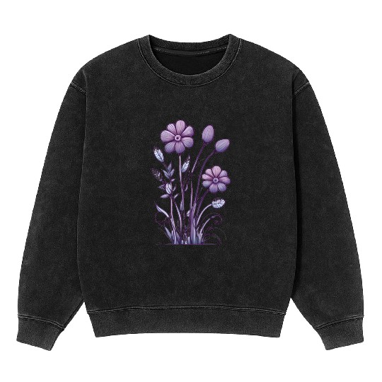 Lavender Majesty: A Tapestry of Orchids and Lilacs Mineral Wash Sweatshirts