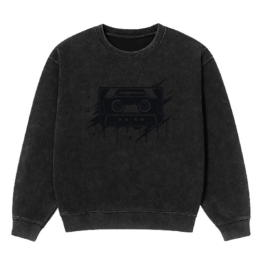 A vintage-inspired illustration of cassette tape Mineral Wash Sweatshirts