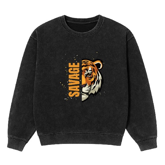Lion face Mineral Wash Sweatshirts, majestic Lion