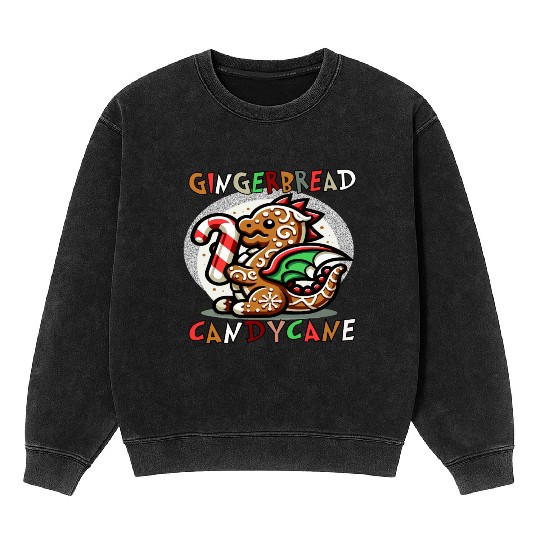 Gingerbread & Candy Cane - A Gingerbread Dragon Mineral Wash Sweatshirts