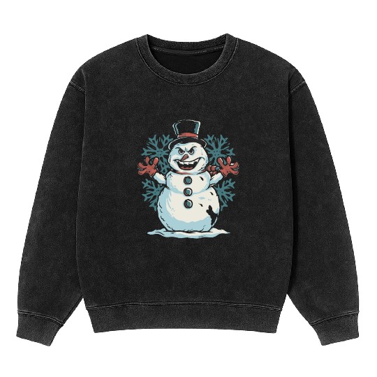 frosty snowman creepy Mineral Wash Sweatshirts