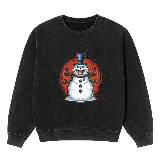 frosty snowman creepy Mineral Wash Sweatshirts