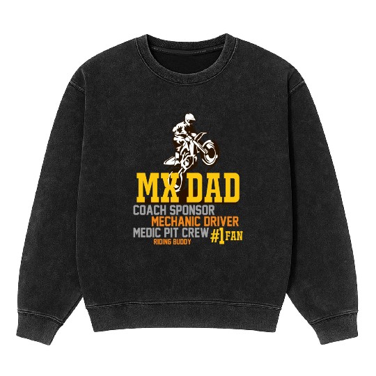 Mx Dad Motocross Supercross Papa Mineral Wash Sweatshirts
