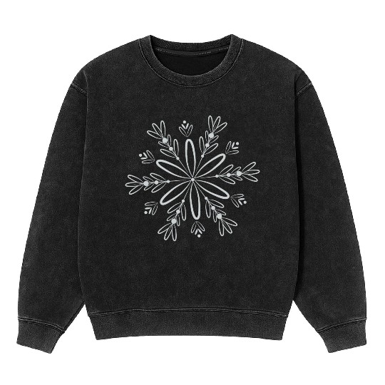 filigree snow crystal blossom in winter Mineral Wash Sweatshirts