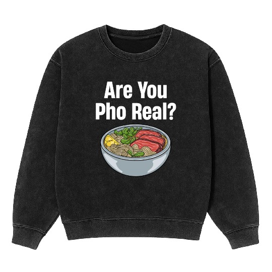 Are You Pho Real? Vietnamese Food Puns Restaurant Mineral Wash Sweatshirts