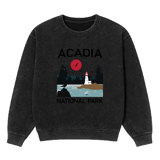 Acadia National Park 80s Maine Mount Island Mineral Wash Sweatshirts