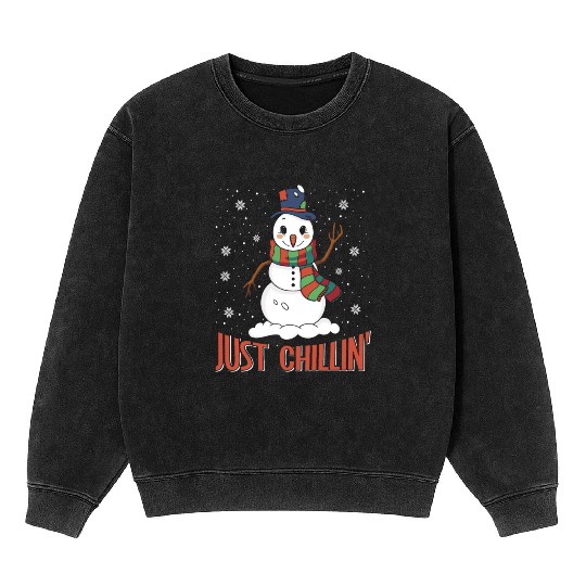 Snowmen Just Chillin' Winter Time Snow Mineral Wash Sweatshirts