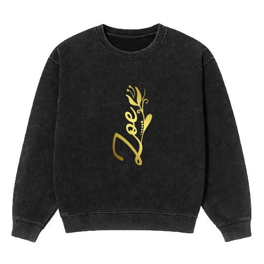 Zoe Name Faux Gold Tulip Flourish Mineral Wash Sweatshirts