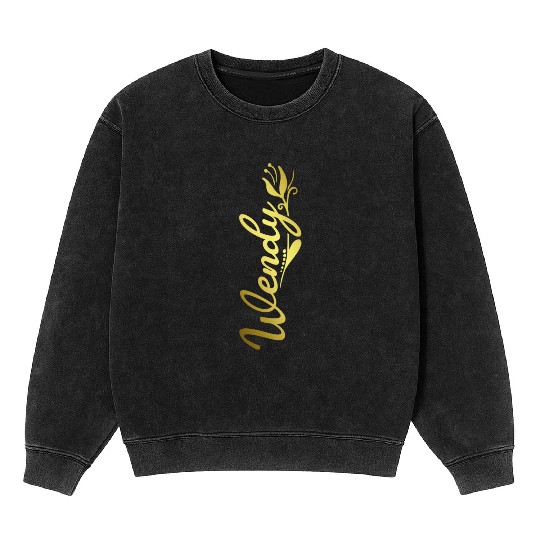 Wendy Name Faux Gold Tulip Flourish Mineral Wash Sweatshirts