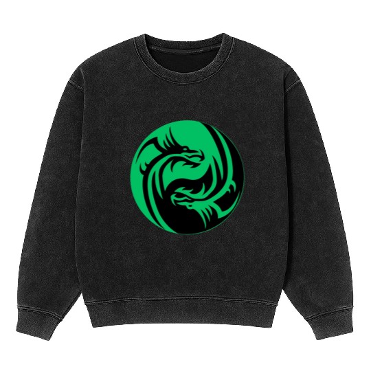 tow Dragonball in circle green and black Mineral Wash Sweatshirts