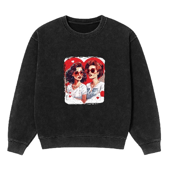 Valentines Day Outfit For Her And Her in love Mineral Wash Sweatshirts