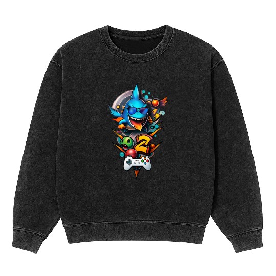 A geek gaming illustration Mineral Wash Sweatshirts