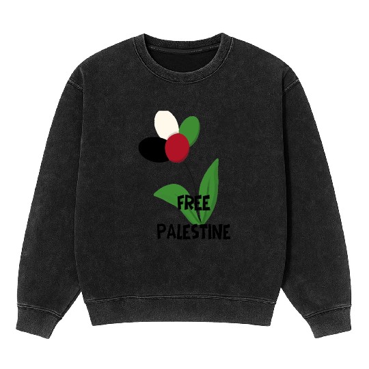 Free Palestine,Flag-colored rose ,watermelon color Mineral Wash Sweatshirts