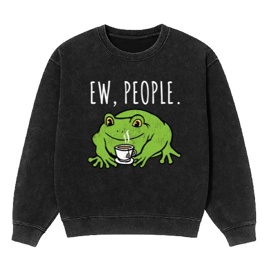 Ew People Cottagecore Frog With Tea Mineral Wash Sweatshirts
