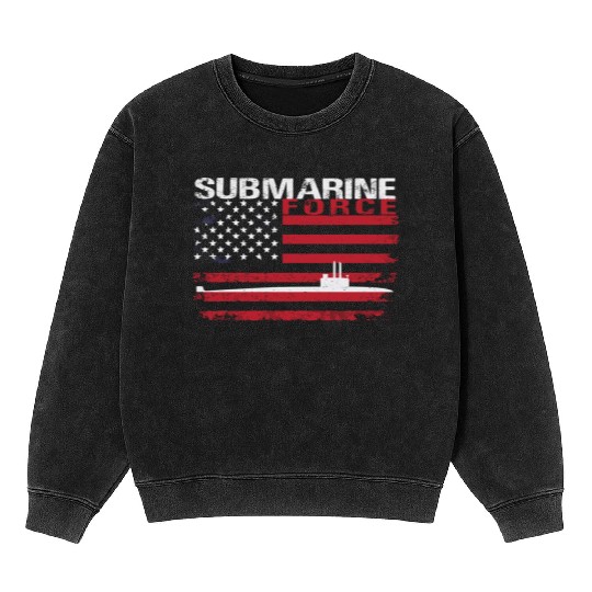 Submarine Force Usa Flag White Stars Mineral Wash Sweatshirts