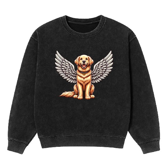 Golden Retriever Angel - Gentle Dog with Wings Mineral Wash Sweatshirts