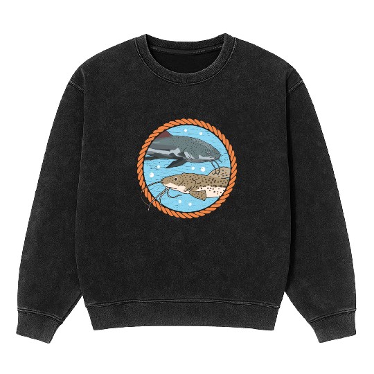 Catfish Fisherman Catfishing Catfishes Mineral Wash Sweatshirts