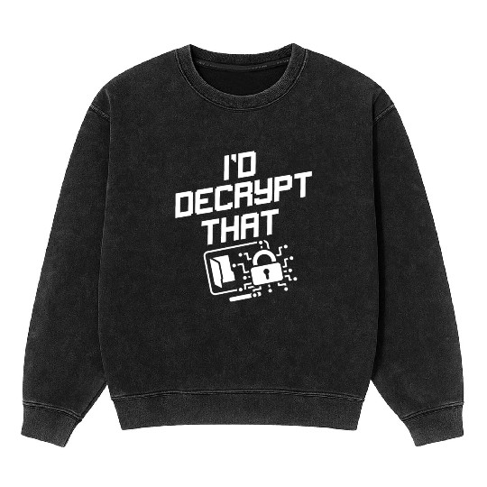 I'd Decrypt That Funny Cyber Security Software Mineral Wash Sweatshirts