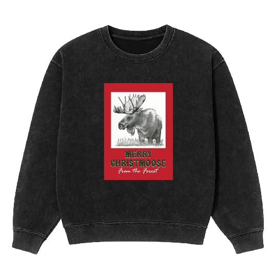 XMAS Card MOOSE Mineral Wash Sweatshirts