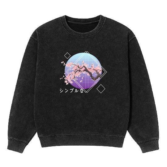 Lofi Aesthetic Sakura Cherry Blossom Tree Japanese Mineral Wash Sweatshirts