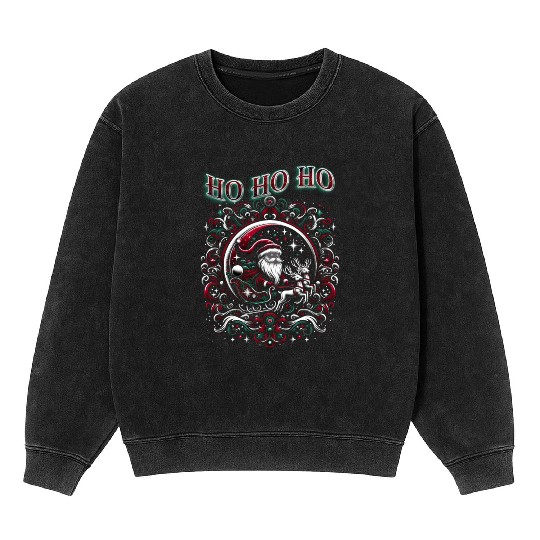 HO HO HO Santa's Magic Ride Mineral Wash Sweatshirts