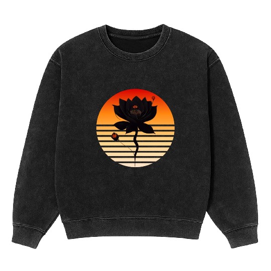 Black rose with sunset colors Mineral Wash Sweatshirts