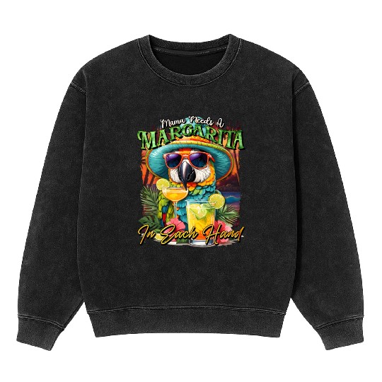 Balanced Diet is A Margarita in Eachs Hands Parrot Mineral Wash Sweatshirts