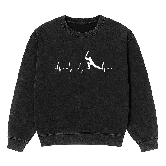 Cricket Player Cricket Heartbeat Cricket Player Mineral Wash Sweatshirts