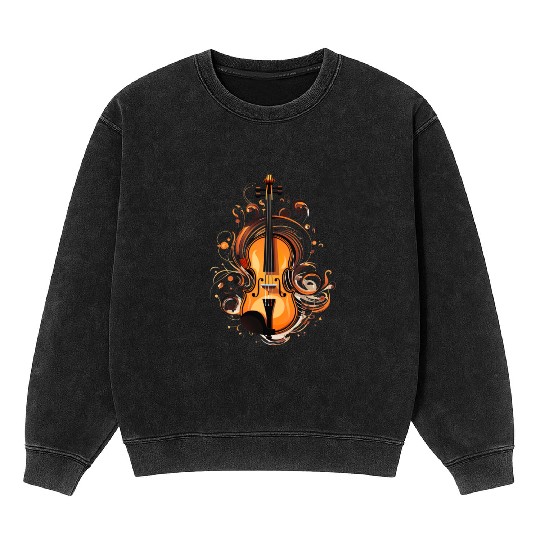 Violinist Violin Music Art Violin Player Mineral Wash Sweatshirts