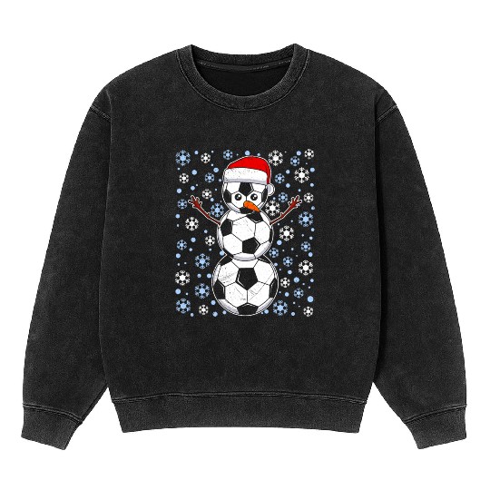 Soccer Fan Snowman Snowflakes Winter Lover Mineral Wash Sweatshirts