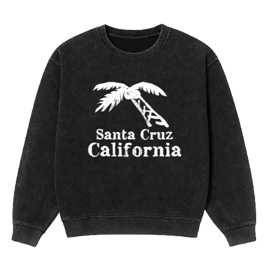 Santa Cruz California Palm Tree Souvenirs Gifts Mineral Wash Sweatshirts